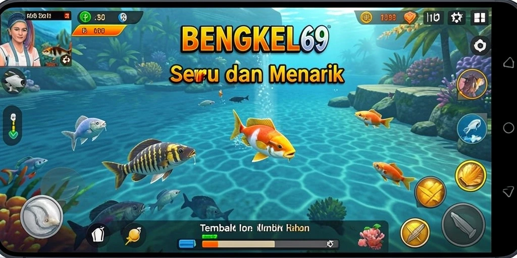 Screenshot game BENGKEL69 menampilkan aksi menembak ikan yang seru.