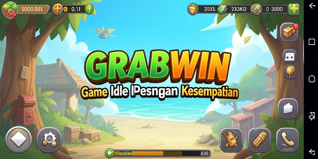 Tampilan menarik gameplay Idle GRABWIN dengan berbagai karakter.