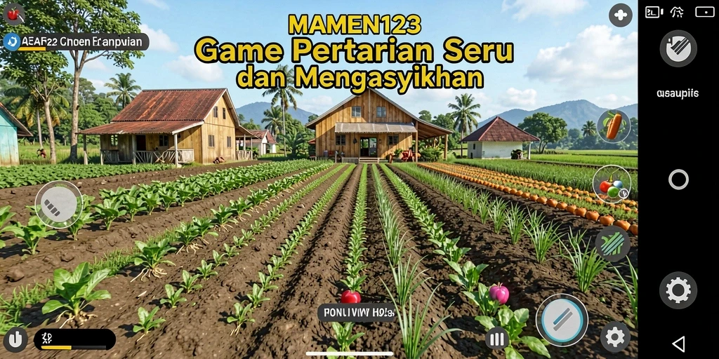Screenshot MAMEN123 menampilkan aktivitas bertani dengan elemen menarik.
