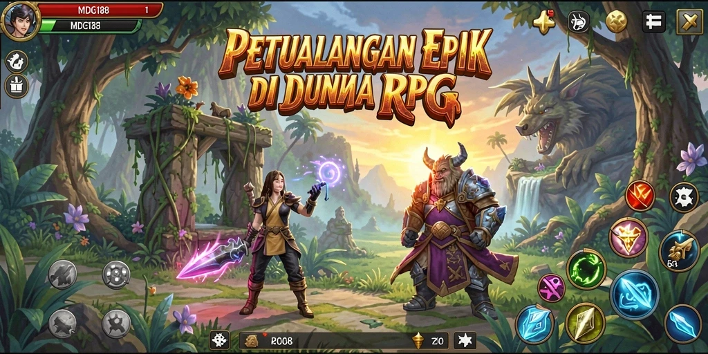 Screenshot gameplay MDG188 yang menunjukkan aksi pertempuran RPG yang mendebarkan.
