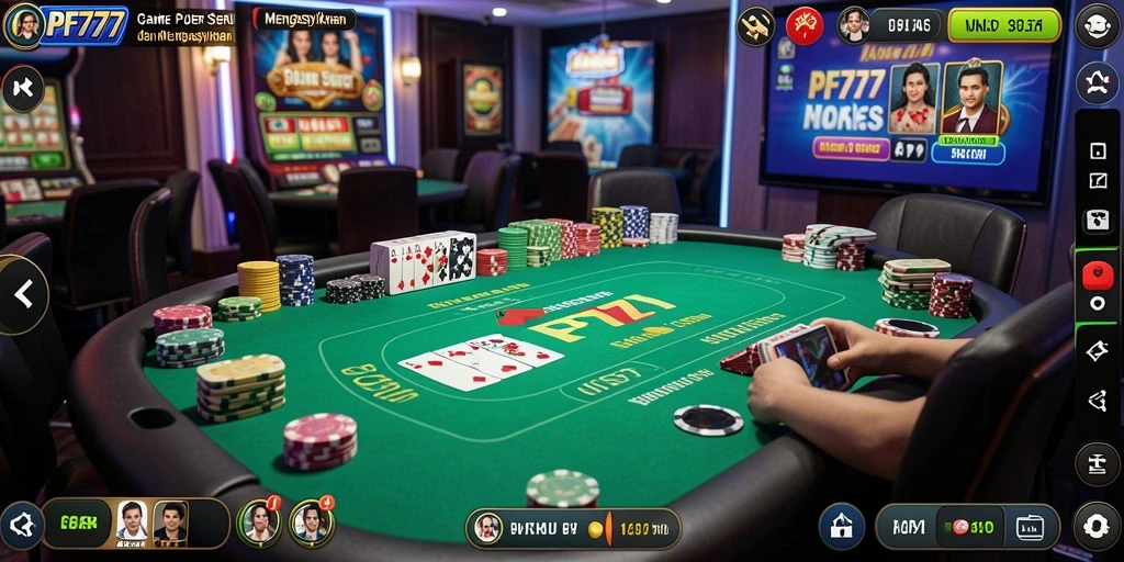 Screenshot PF777 menampilkan permainan Poker yang seru dan kompetitif.