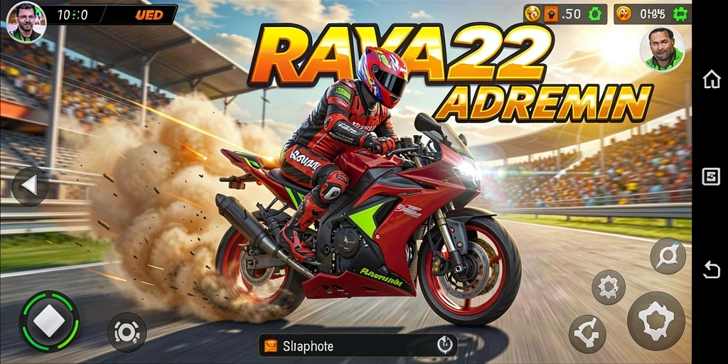 Gameplay seru balapan motor dalam RAYA22 yang menegangkan.