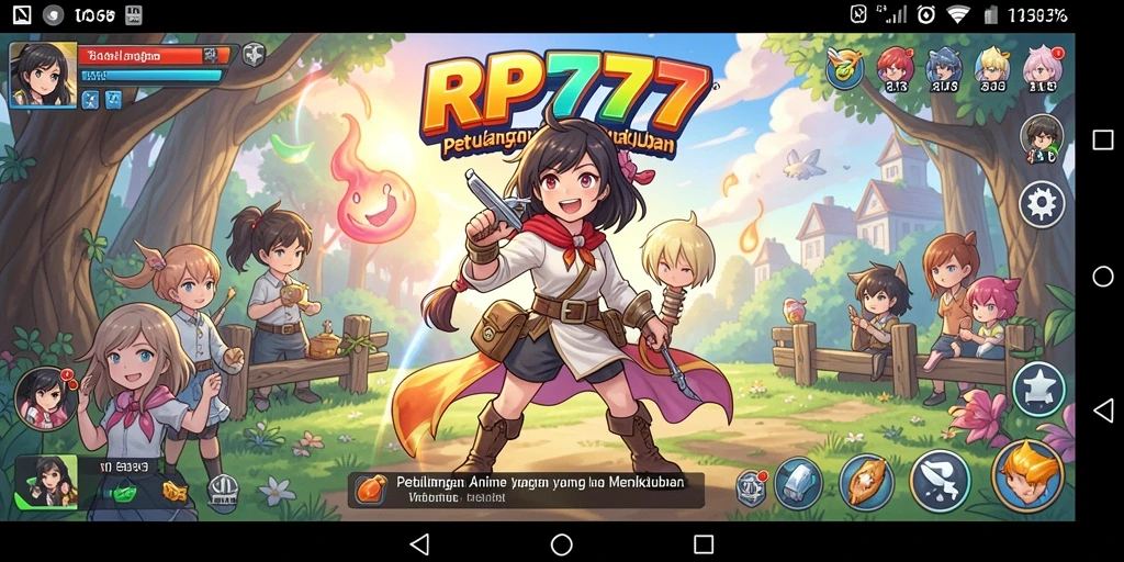 Tangkapan layar utama RP777 menampilkan aksi epik dalam game Anime.