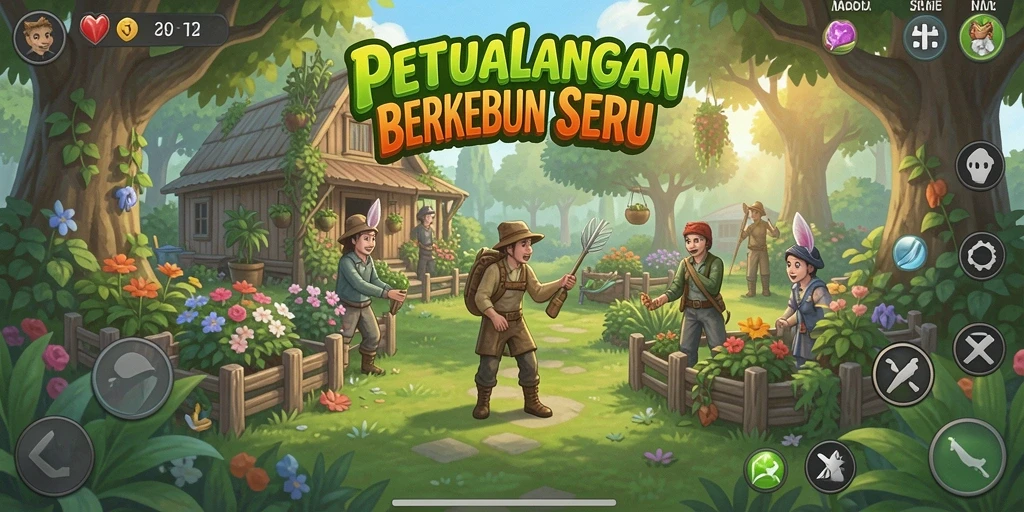 Screenshot T6 menampilkan pemain yang sedang berkebun dengan pemandangan yang indah.