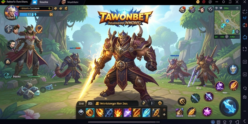 Screenshot TAWONBET menampilkan aksi pertarungan seru di dunia MMORPG.